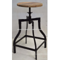 industrial bar stool metal tubular base mango wood round top